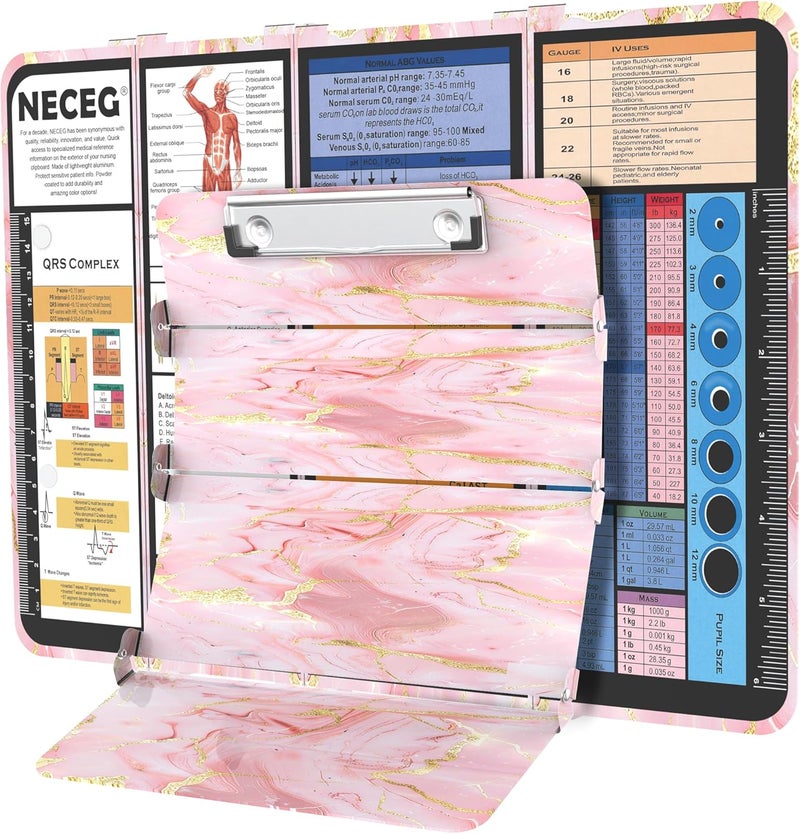NECEG Nursing Clipboard Foldable, Nursing Medical Edition Cheat Sheets Aluminum 4 Layers Nurse Foldable Clipboard, Nursing Pocket Size Pen Clip Pocket Clipboard for Nurses Students School and Doctors - Image 1